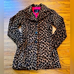 Vintage Velvet Leopard Print Trench Coat